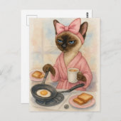 Kat koken ontbijt Pawsitively Delicious! Briefkaart (Voorkant / Achterkant)