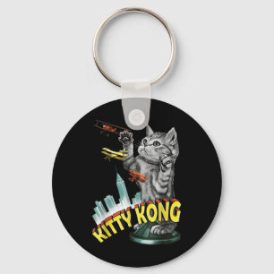 Kat Kong Fierce Cat Retro Roze Tekst Vrouwen Sleutelhanger