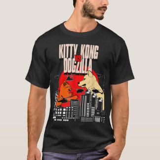 Kat Kong Versus Dogzilla Funny Tokyo Japan Cat D T-shirt