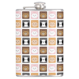 Kat, konijn, hond en Beer Heupfles