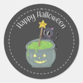 Kat Kooking Happy Halloween Round Label Sticker (Voorkant)
