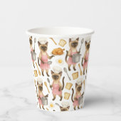 Kat kookt ontbijt papieren bekers (Voorkant)