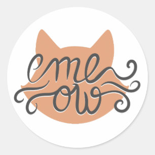 Kat-kop silhouet - achtergrondkleur kiezen ronde sticker