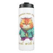 kat koppige deal met het schattig Schattig grappig Thermosbeker (Voorkant)