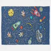 kat kosmos kosmonautraket fleece deken (Voorkant (Horizontaal))