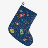 kat kosmos kosmonautraket grote kerstsok (Voorkant (Hangend))