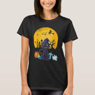 Kat kostuum Halloween heks horror gesneden pompoen T-shirt