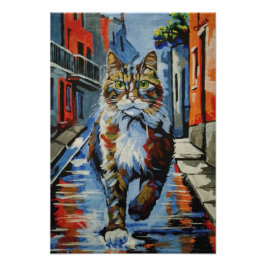 Kat, Kotofey, straat, stad, dier Foto Afdruk