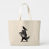 Kat, Kraai en Vangst Grote Tote Bag (Achterkant)