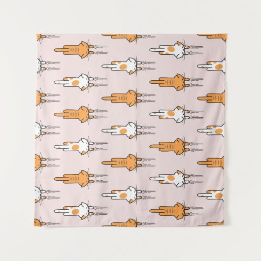 Kat kras naadloos patroon wandkleed (Voorkant (horizontaal))