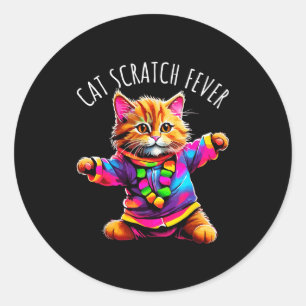 Kat Kraskaas Koorts Grappige Malle Kleurrijke Dans Ronde Sticker