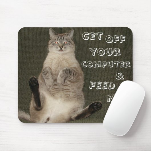 Kat "KRIJG DE COMPUTER UIT EN VOER ME" Mousepad Muismat (Met muis)