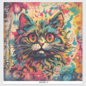  kat kunst, Louis Wain stijl, mooie Pop Sticker (Vel)