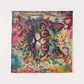 kat kunst, Louis Wain stijl, mooie Pop Wandkleed (Voorkant (horizontaal))