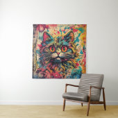 kat kunst, Louis Wain stijl, mooie Pop Wandkleed (In situ)