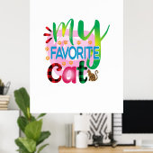 Kat Kunst Mijn favoriete kat Poster (Thuiskantoor)