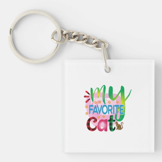 Kat Kunst Mijn favoriete kat Sleutelhanger (Voorkant)