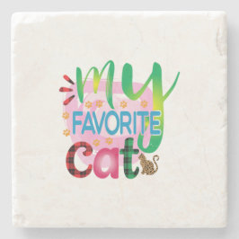 Kat Kunst Mijn favoriete kat Stenen Onderzetter