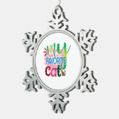 Kat Kunst Mijn favoriete kat Tin Sneeuwvlok Ornament (Rechts)