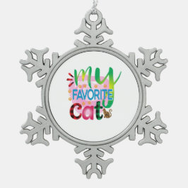 Kat Kunst Mijn favoriete kat Tin Sneeuwvlok Ornament