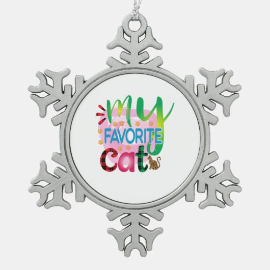 Kat Kunst Mijn favoriete kat Tin Sneeuwvlok Ornament (Voorkant)