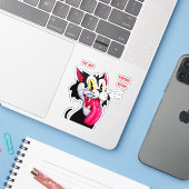 KAT KUNST VINTAGE RETRO STICKER (Laptop met iPhone)