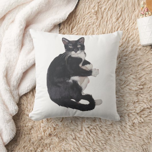 Kat-kussen van zwarte en witte Tuxedo Kussen (Deken)