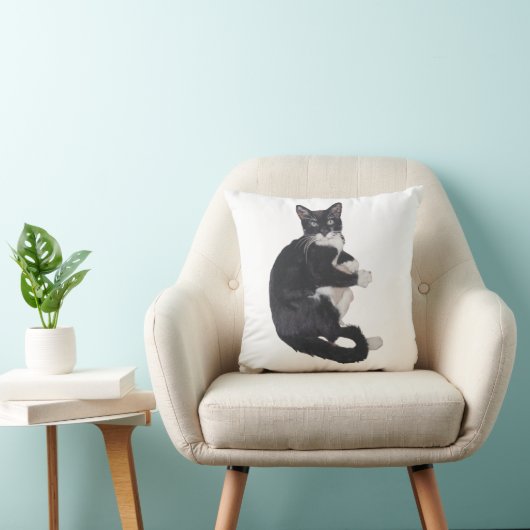 Kat-kussen van zwarte en witte Tuxedo Kussen (Stoel)