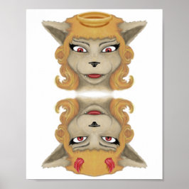 Kat kwaadaardige engel schattige dieren illustrati poster