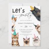 Kat Laat Ons Feest Kitten Lieve kat 9e Verjaardag Kaart (Voorkant)