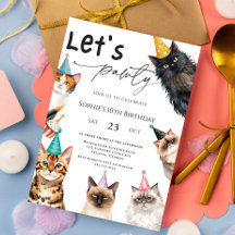 Kat Laat ons Feestje Kittens Cute kitty 10e Verjaa