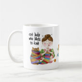 Kat Lady die grappige kat van mam Knitting wil hou Koffiemok (Links)