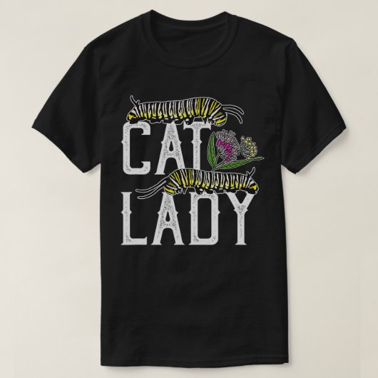 Kat Lady Grappig Monarch Vlinder Caterpillar TShir T-shirt (Design voorkant)