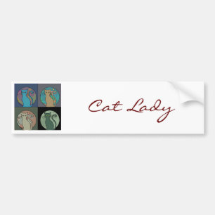 Kat Lady Multi Cats Sitting Thunder_Cove Bumpersticker
