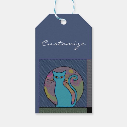Kat Lady Multi Cats Sitting Thunder_Cove Cadeaulabel (Voorkant)