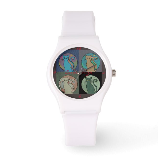 Kat Lady Multi Cats Sitting Thunder_Cove Horloge (Voorkant)