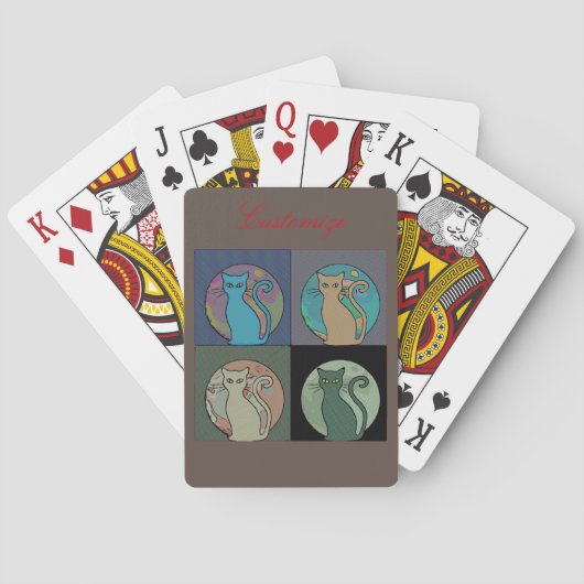 Kat Lady Multi Cats Sitting Thunder_Cove Pokerkaarten (Achterkant)