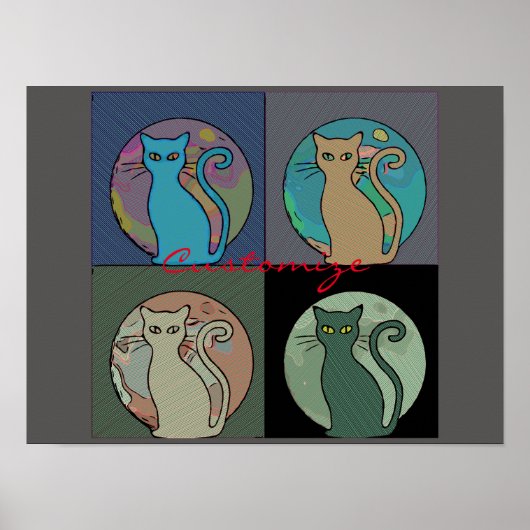 Kat Lady Multi Cats Sitting Thunder_Cove Poster (Voorkant)