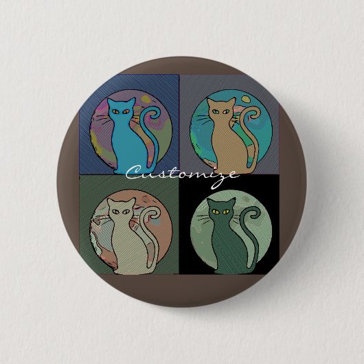 Kat Lady Multi Cats Sitting Thunder_Cove Ronde Button 5,7 Cm (Voorkant)