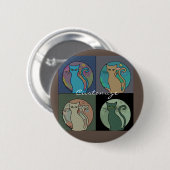 Kat Lady Multi Cats Sitting Thunder_Cove Ronde Button 5,7 Cm (Voorkant /achterkant)