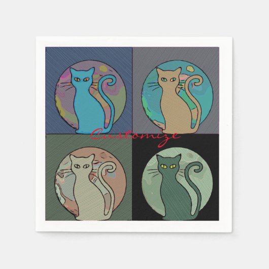 Kat Lady Multi Cats Sitting Thunder_Cove Servet (Voorkant)