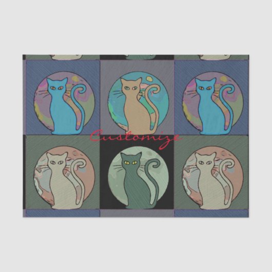 Kat Lady Multi Cats Sitting Thunder_Cove Tissuepapier (Voorkant)