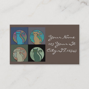 Kat Lady Multi Cats Sitting Thunder_Cove Visitekaartje