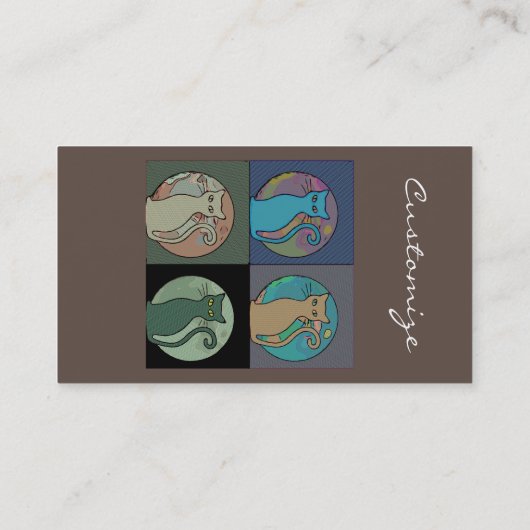 Kat Lady Multi Cats Sitting Thunder_Cove Visitekaartje (Achterkant)