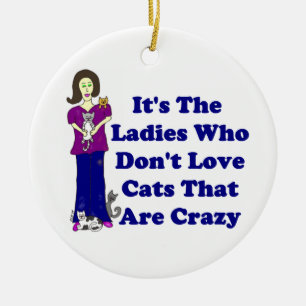 Kat Lady (niet gek) Keramisch Ornament