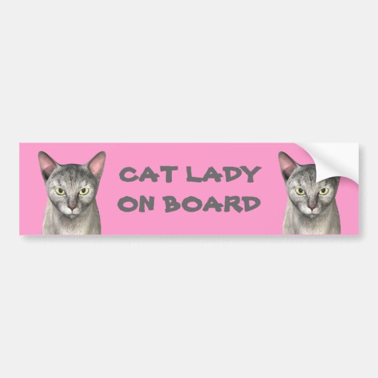 Kat Lady On Board Bumpersticker (Voorkant)