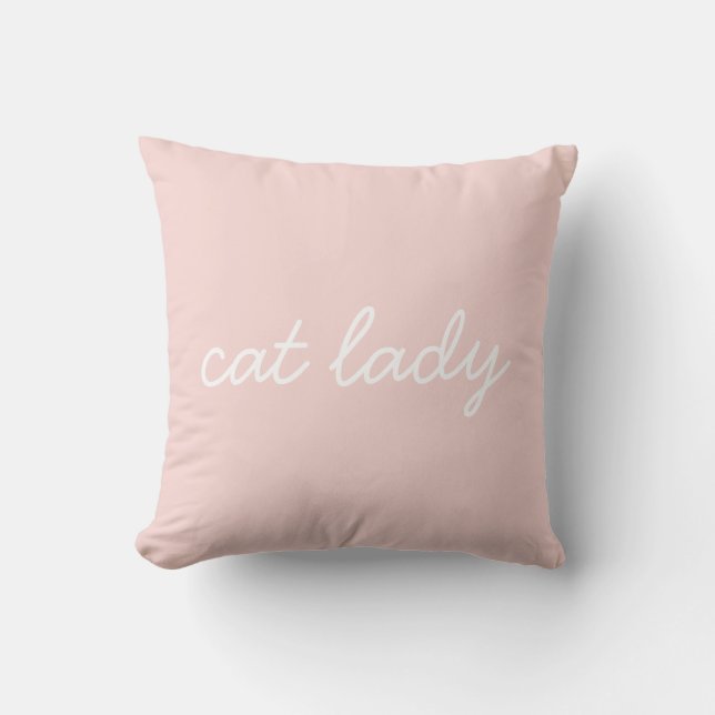 Kat Lady Simple Moderne Script met dubbelzidige ro Kussen (Voorkant)