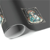Kat Lady Skelet Tarot Bloem Gothic Cadeaupapier (Rol Hoek)
