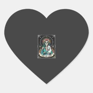 Kat Lady Skelet Tarot Bloem Gothic Hart Sticker