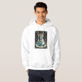 Kat Lady Skelet Tarot Bloem Gothic Hoodie (Voorkant volledig)